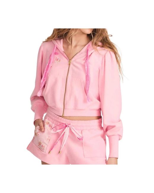 LoveShackFancy Hoodies & Sweatvesten ,Roze ,Zip-Throughs in het Pink
