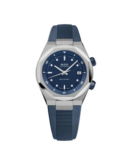 MIDO Accessoires ,Blauw ,Multifort 8 Two Crowns in het Blue