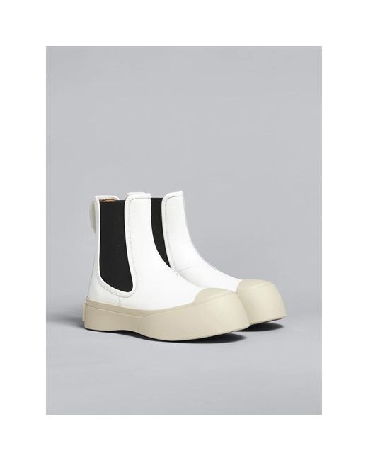 Marni White Chelsea Boots