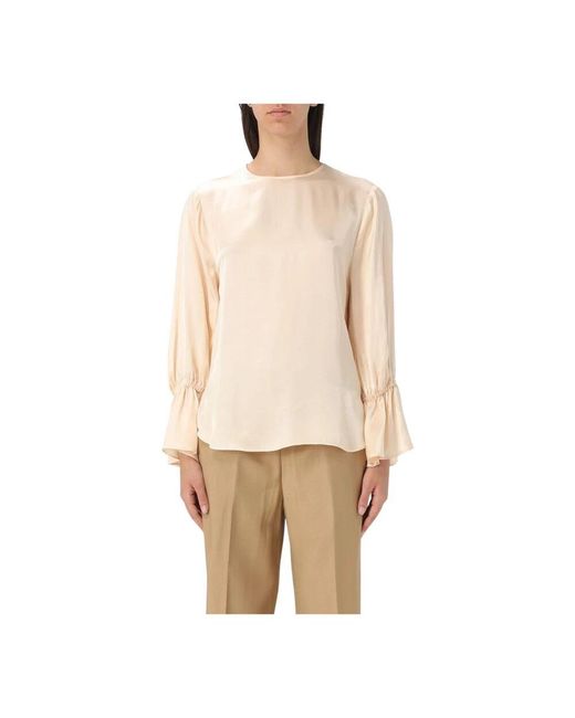 Liu Jo Natural Champagner Seidenbluse Gerüschte Manschetten