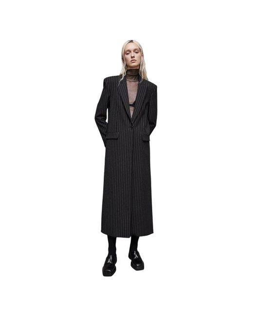 Abrigo Largo De Franela Con Un Boton Y Corte Masculino Mujer Talla Patrizia Pepe de color Negro Lyst