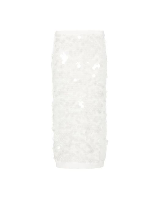 Falda blanca de punto acanalado con lentejuelas N°21 de color White