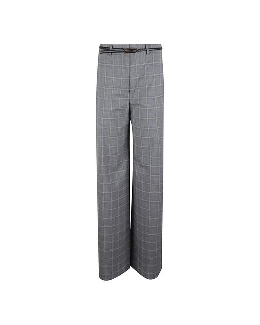 Max Mara Gray Graue Wollgemusterte Hose