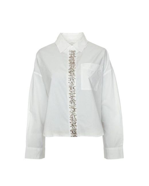 Camicia decorata con colletto kent di Essentiel Antwerp in White