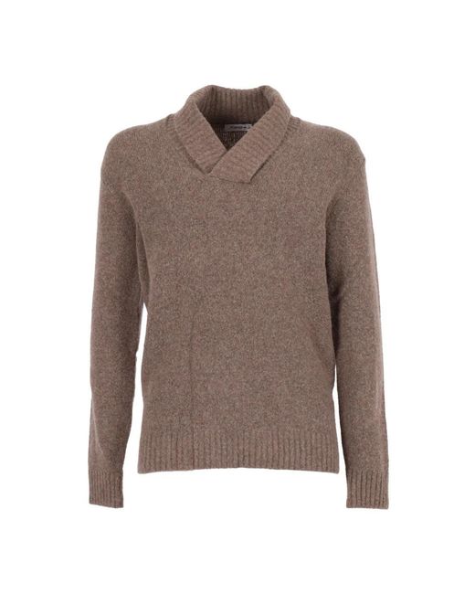 Kangra Brown V-Neck Knitwear for men