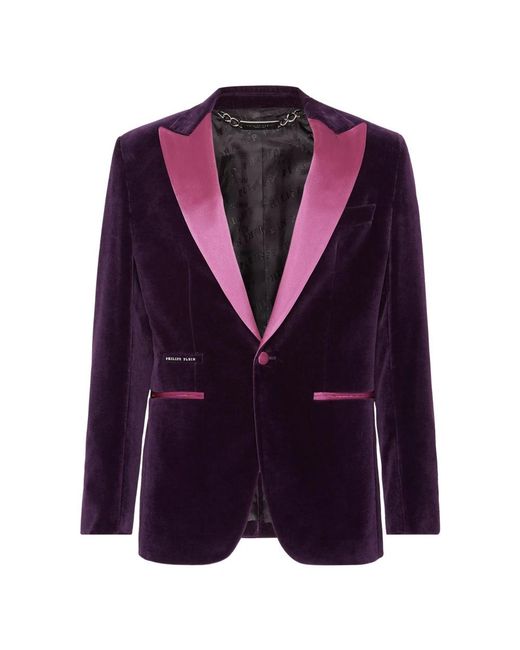 Philipp Plein Jassen ,Paars ,Polyester Lord Fit Blazer in het Purple voor heren