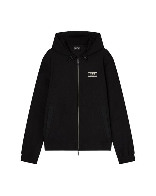 EA7 Hoodies & Sweatvesten ,Zwart ,Zip-Through Sweatshirt in het Black voor heren