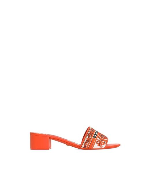 Dolce & Gabbana Red Heeled Mules