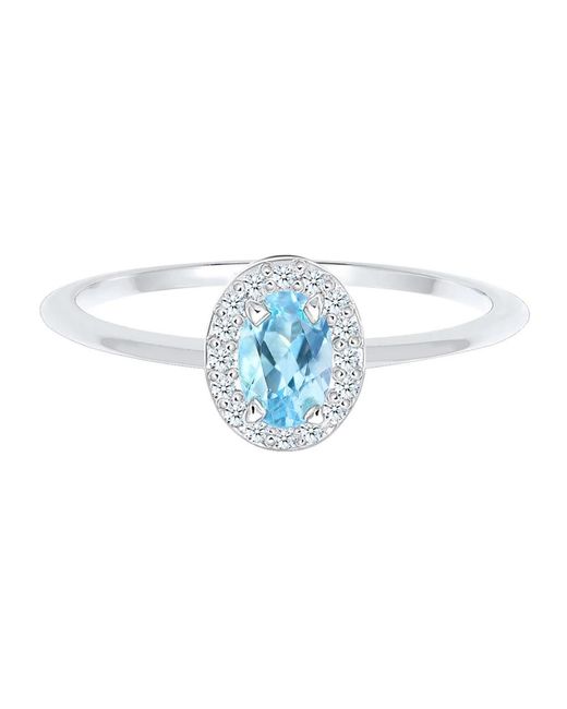 Elli Jewelry Elegante Topaas En Diamanten Ring in het Blue