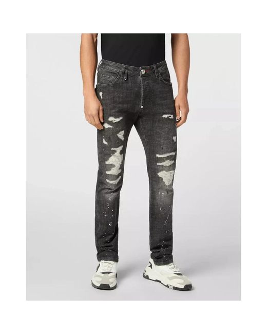 Philipp Plein Gray Slim-Fit Jeans for men