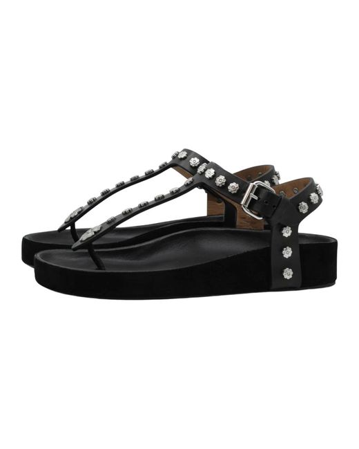 Isabel Marant Black Nieten sandalen enore schwarz/silber
