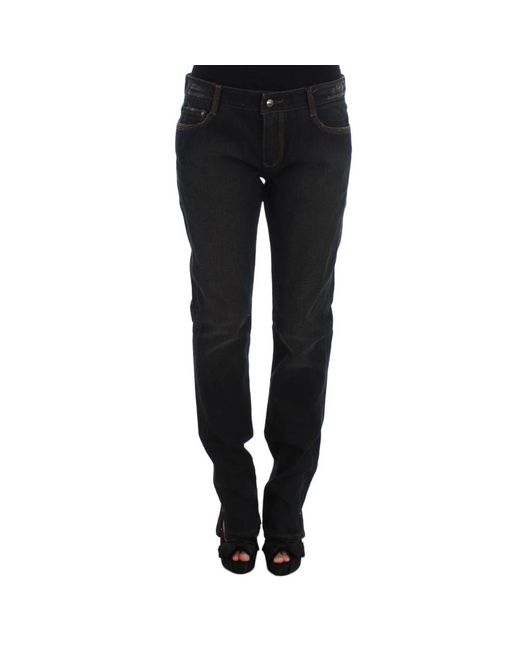Ermanno Scervino Black Blue Wash Cotton Boyfriend Jeans