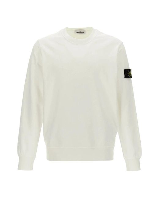 Stone Island White Round-Neck Knitwear for men
