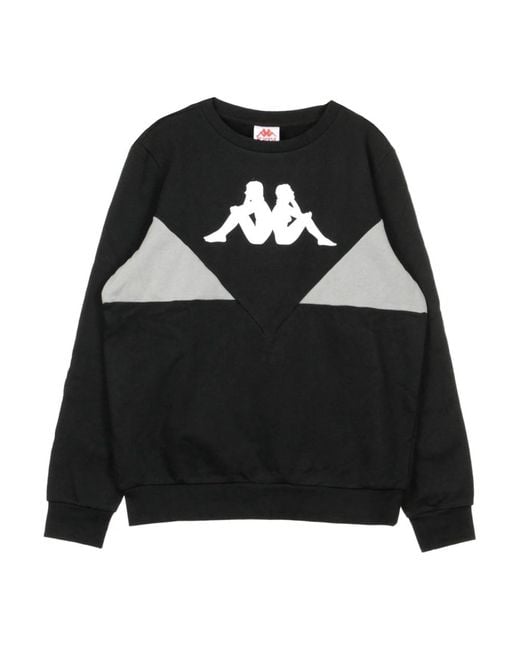 Kappa Hoodies & Sweatvesten ,Zwart ,Katoen Crewneck Sweatshirt in het Black voor heren