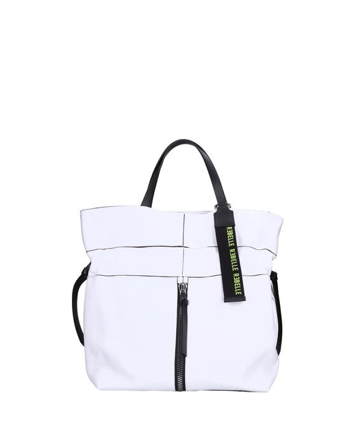 Rebelle White Shopping Bags