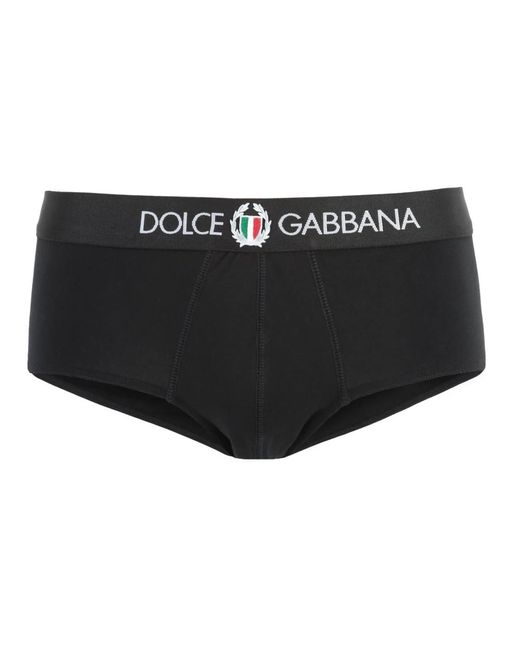 Dolce & Gabbana Logo elastische baumwollslips in Black für Herren