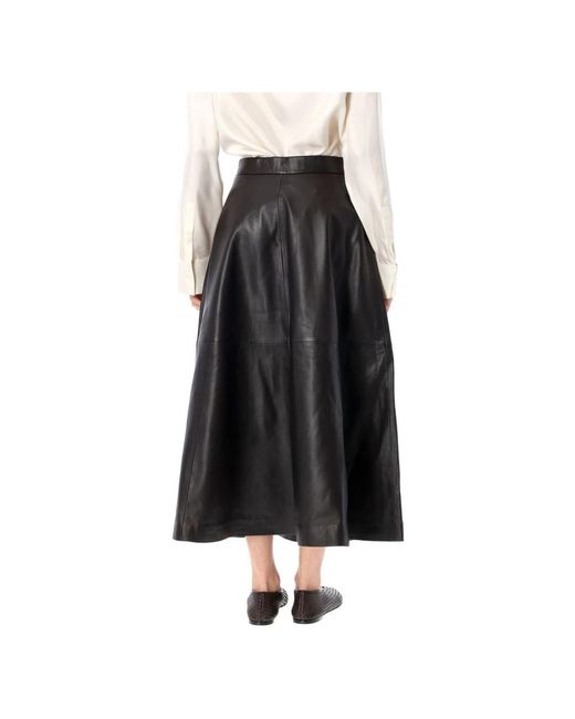 Rohe Black Eleganter Leder A-Linien Rock