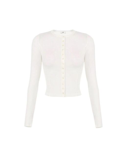 Elisabetta Franchi Truien & Vesten ,Wit ,Wol Lichtgewicht Jersey Cardigan in het White