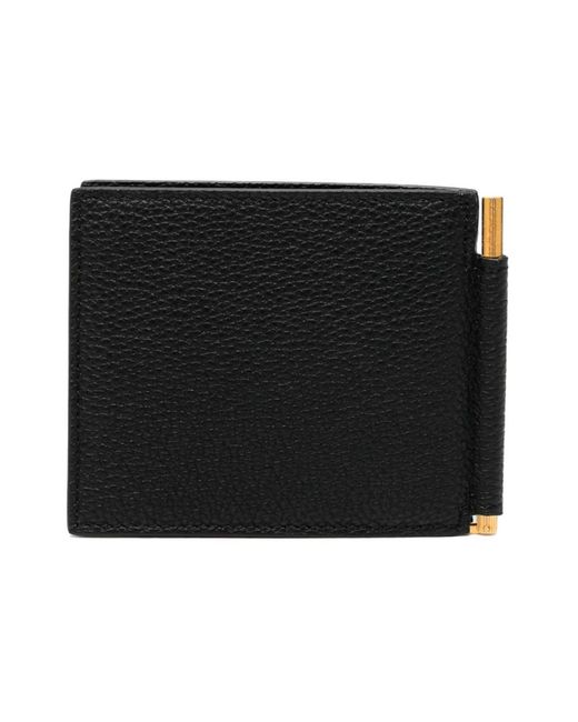 Tom Ford Accessoires ,Zwart ,Leer Gegreineerd Leren Portemonnee Met Geldclip in het Black voor heren