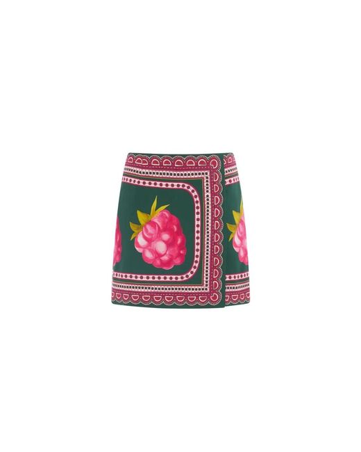 LaDoubleJ Rokken ,Veelkleurig ,Satijn Romantic Raspberry Print Mini Rok in het Red