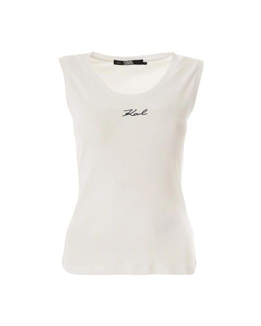 Karl Lagerfeld White Sleeveless Tops