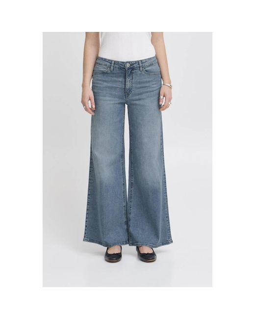 Ichi Blue Wide Jeans