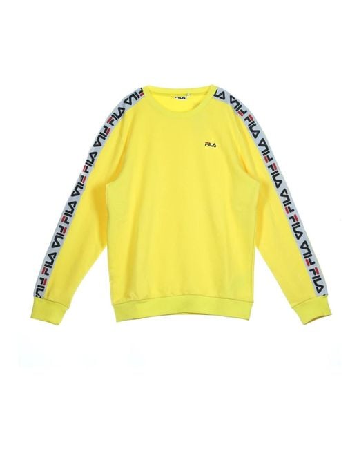 Fila Hoodies & Sweatvesten ,Geel ,Katoen Lichtgewicht Crewneck Sweatshirt in het Yellow voor heren