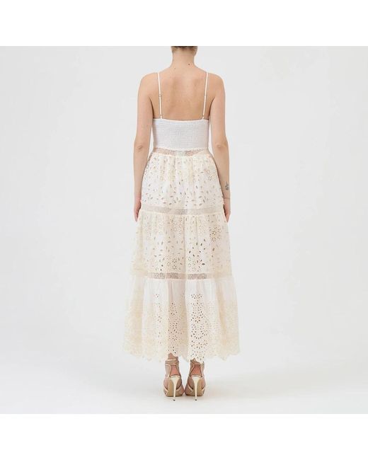 Ermanno Scervino Maxi-Jurk Met Kant En Pailletten in het Natural