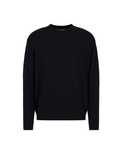 Emporio Armani Black Round-Neck Knitwear for men