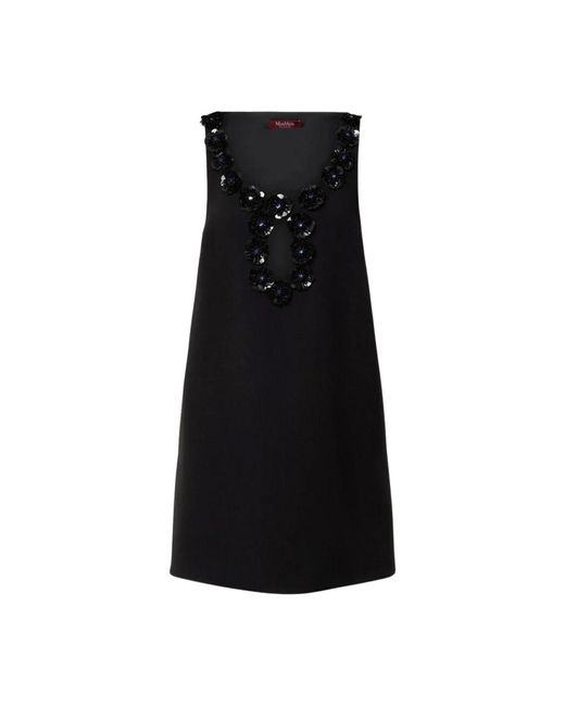 Max Mara Zwarte Pailletten Shift Jurk in het Black