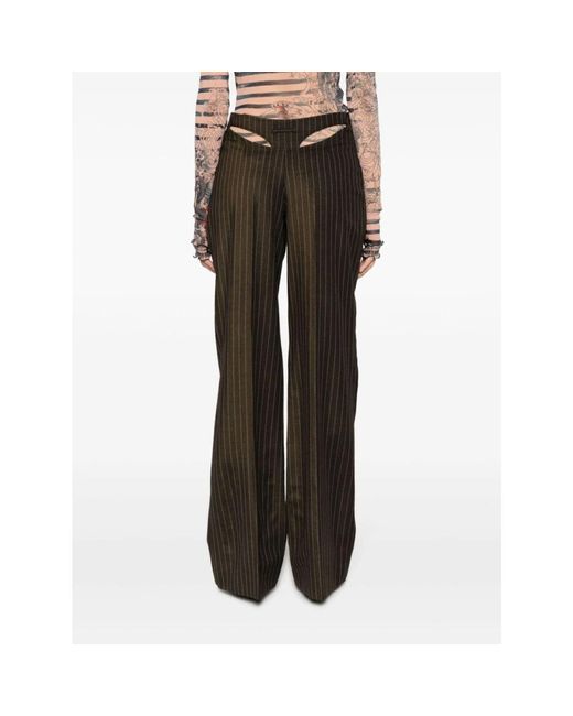 Jean Paul Gaultier Black Braune wollmischung weite bein hose