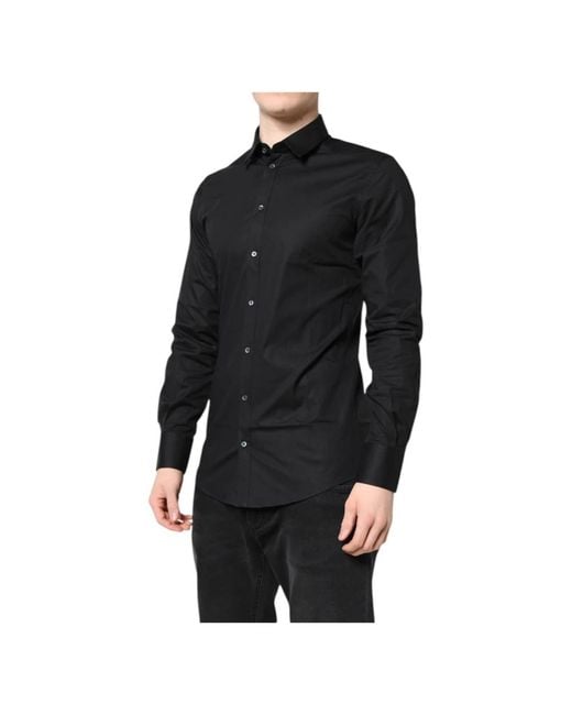 Dolce & Gabbana Black Cotton Long Sleeves Dress Shirt for men