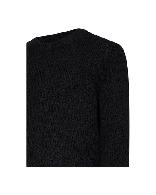 D4.0 Rundhals-Pullover Mit Rippstrick in Black für Herren