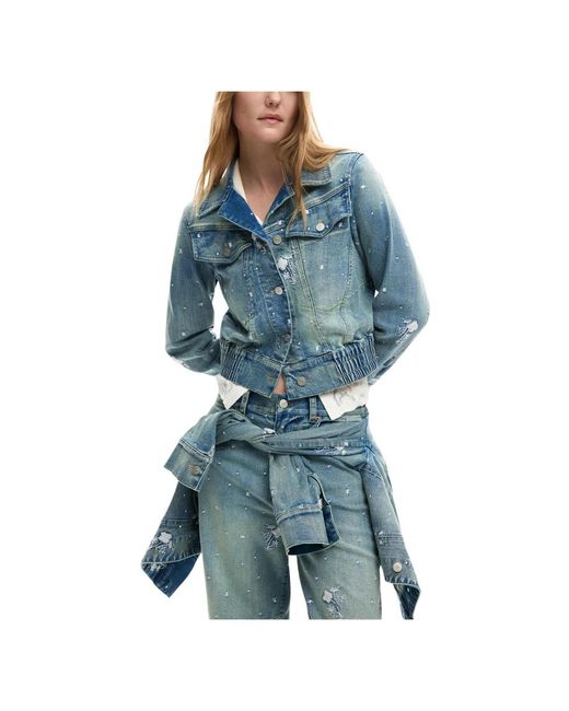 Desigual Jassen ,Blauw ,Katoen Chaq Pony Jacket in het Blue