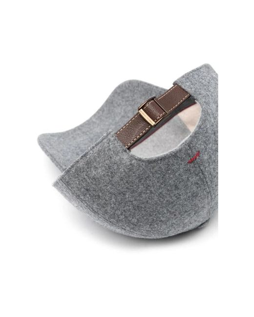 Brunello Cucinelli Accessoires ,Grijs ,Wol Grijze Wollen Pet Met Logo Borduursel in het Gray voor heren