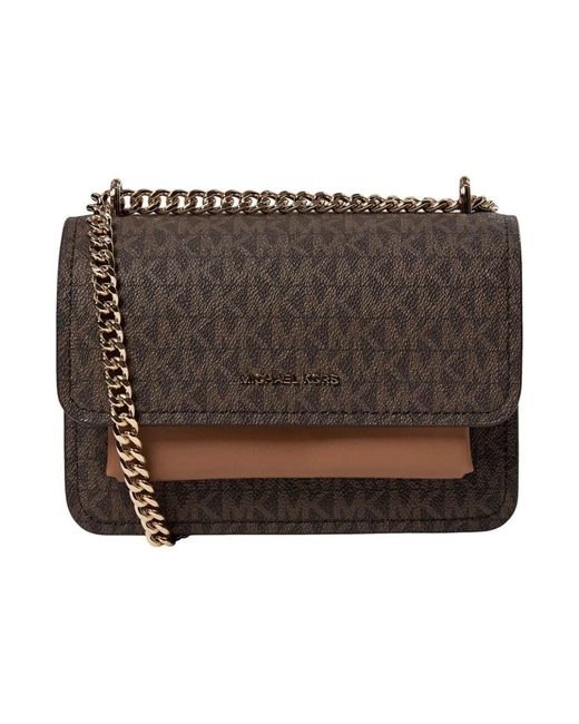 Borsa a tracolla con manico a catena e logo di Michael Kors in Black