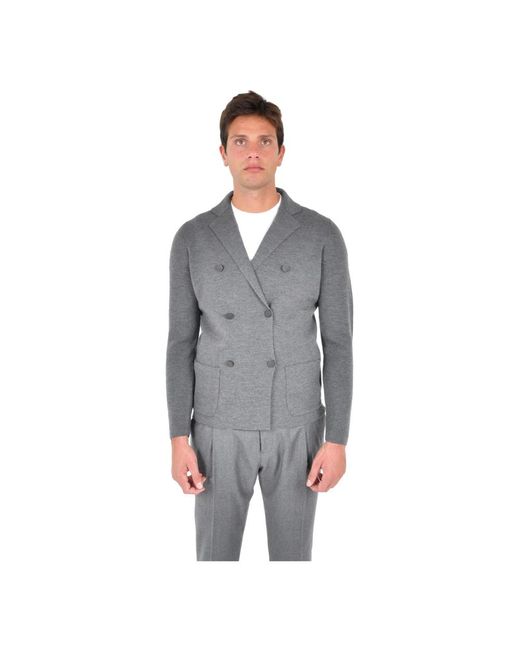 Drumohr Milano Rib Knit Jacket in het Gray voor heren