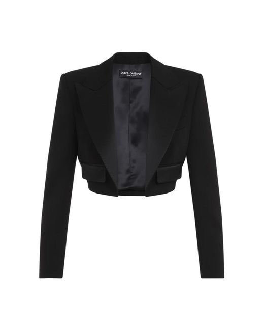 Dolce & Gabbana Luxe Zwarte Wol Zijde Jas in het Black
