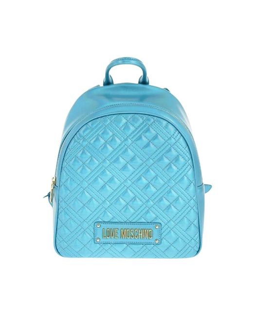 Moschino Blue Blauer Stepp-Leder Rucksack