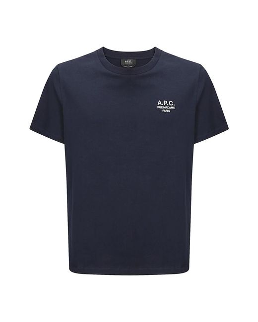 A.P.C. Tops ,Blauw ,Katoen Standard T-Shirt Rue Madame in het Blue voor heren