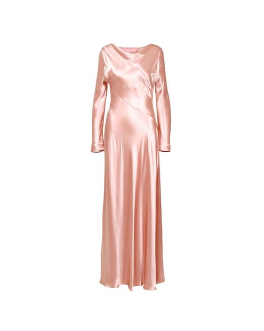 Alberta Ferretti Kleedjes ,Roze ,Satijn Lange Satijnen Jurk in het Pink