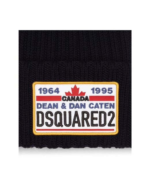 DSquared² Accessoires ,Zwart ,Zwarte Logo Patch Lichtgewicht Geribbelde Trui in het Black voor heren