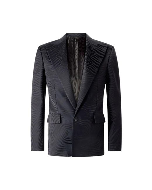 Roberto Cavalli Tiger Skin Blazer Mit Peak Revers in Blue für Herren