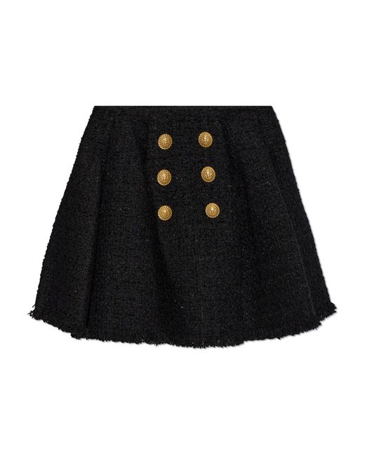 Balmain Flared Tweed Rok in het Black