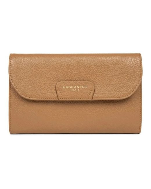 Lancaster Accessoires ,Bruin ,Leer Leren Portemonnee Met Kaartsleuven in het Natural