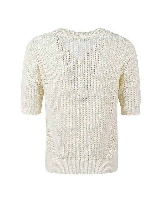 Roberto Collina White V-Neck Knitwear