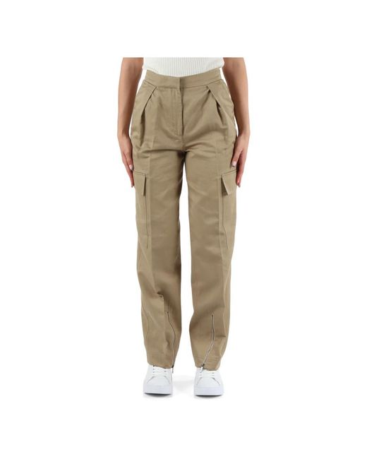 Pantalones cargo de algodón y lino Calvin Klein de color Natural