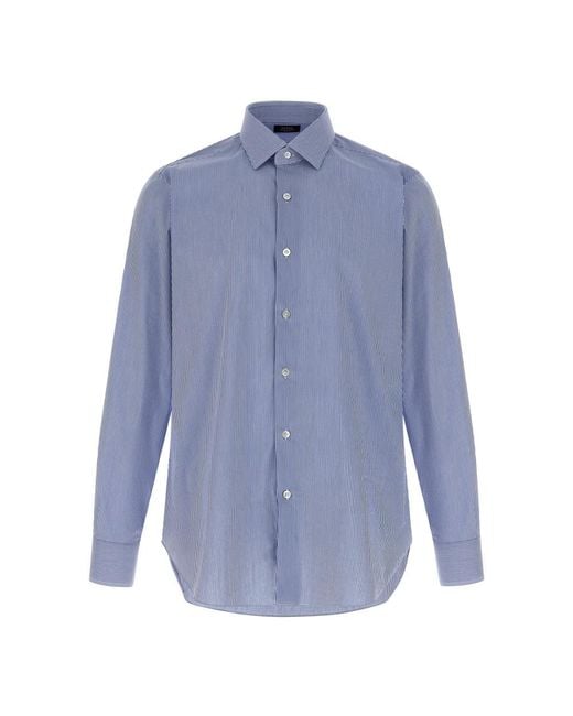 Barba Napoli Blue Formal Shirts for men