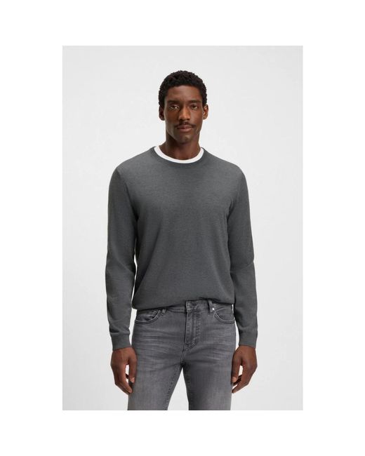 HUGO Gray Round-Neck Knitwear for men