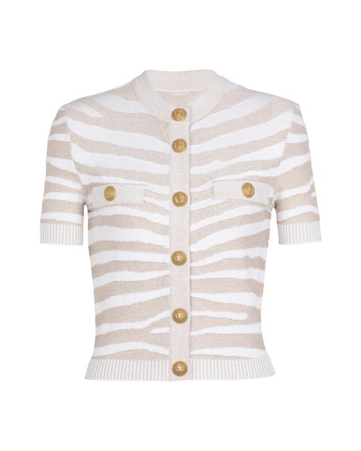 Balmain Truien & Vesten ,Veelkleurig ,Polyester Zebra Gebreide Vest in het White